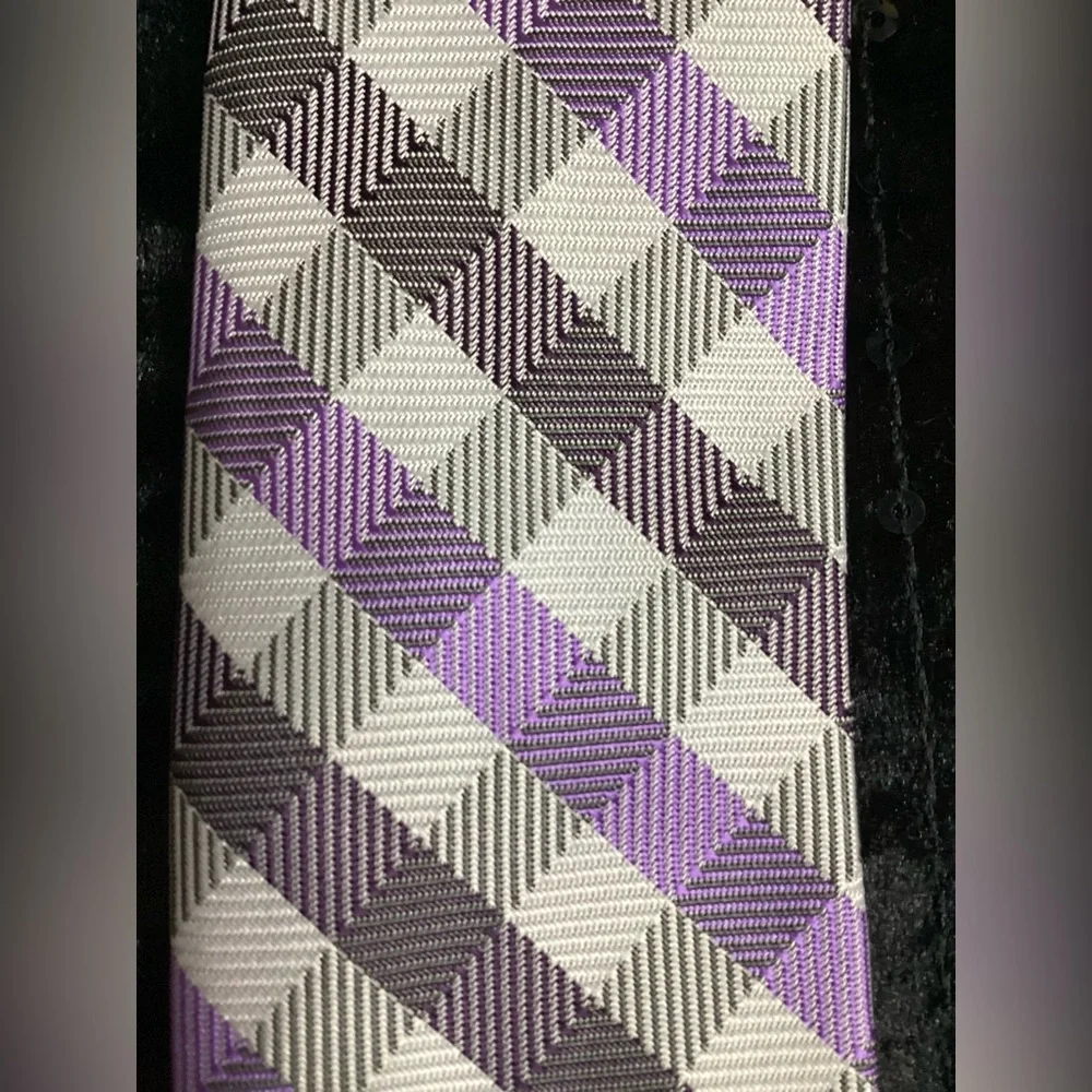 Sears Purple and Gray Kids Checkered Clip On Tie